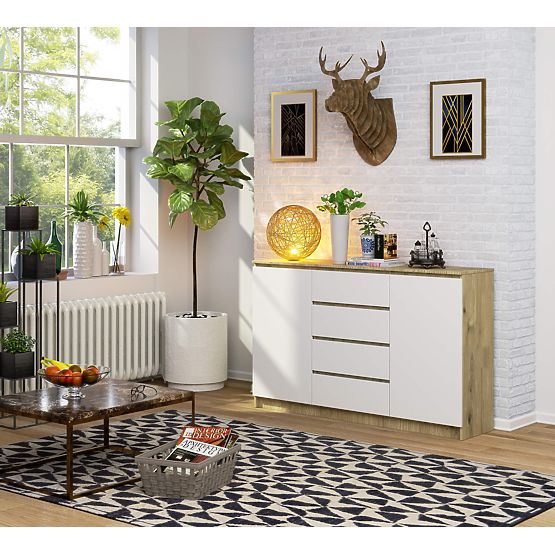 KOMÓD K160 2D 4F CLP PK ARTISAN / FEHÉR