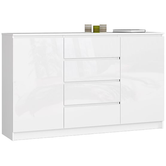 KOMÓD K160 2D 4F CLP PK FEHÉR FÉNYES