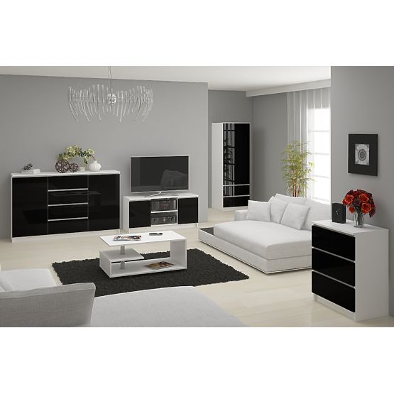 KOMÓD K160 2D 4F CLP PK FEKETE FÉNYES