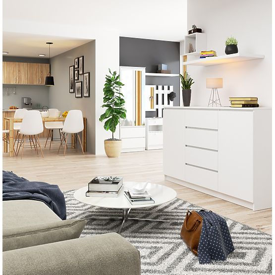 KOMÓD K160 2D 4SZ CLP PK FEHÉR