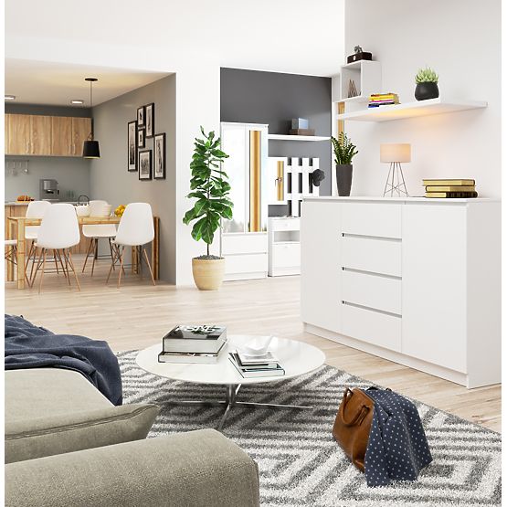 KOMÓD K160 2D 4SZ CLP PK FEHÉR