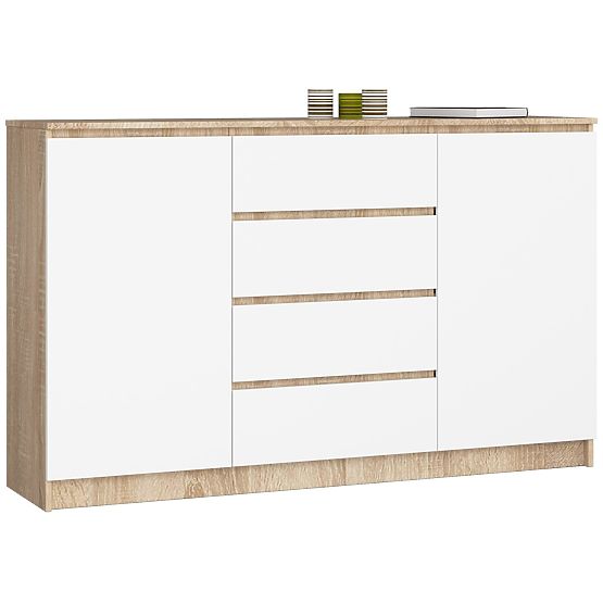 KOMÓD K160 2D 4SZ CLP PK SONOMA TÖLGY / FEHÉR