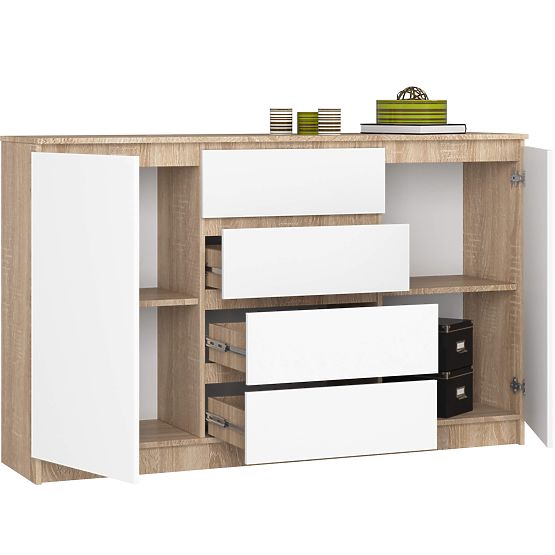 KOMÓD K160 2D 4SZ CLP PK SONOMA TÖLGY / FEHÉR