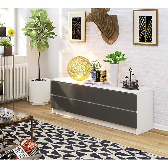 KOMÓD K160 4SZ CLP PK FEHÉR / SZÜRKE