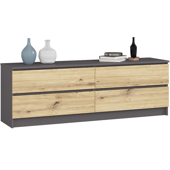 KOMÓD K160 4SZ CLP PK GRAFIT SZÜRKE / ARTISAN TÖLGY