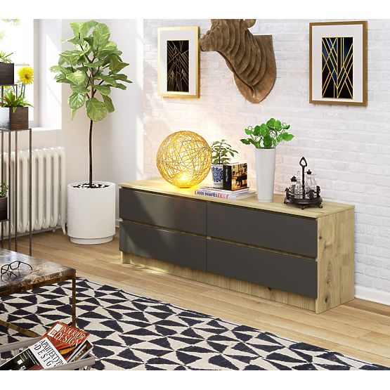 KOMÓD K160 4SZ CLP PK TÖLGY ARTISAN / SZÜRKE