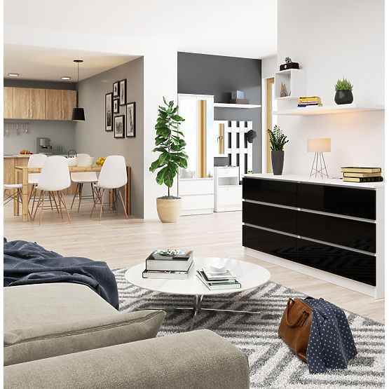 KOMÓD K160 6SZ CLP PK FEKETE FÉNYES