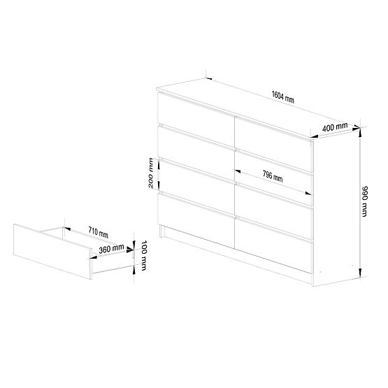 KOMÓD K160 8F CLP PK SONOMA TÖLGY / FEHÉR