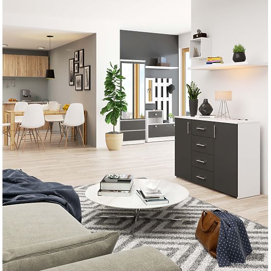 KOMÓD K45 PK FEHÉR / GRAFIT SZÜRKE