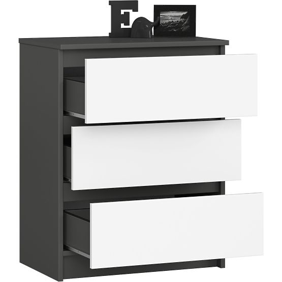 KOMÓD K60 3SZ CLP GRAFIT SZÜRKE / FEHÉR