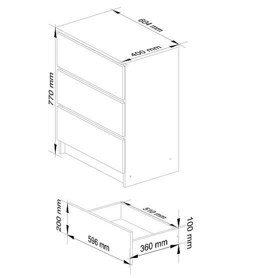 KOMÓD K60 3SZ CLP GRAFIT SZÜRKE