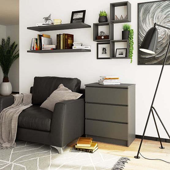 KOMÓD K60 3SZ CLP GRAFIT SZÜRKE