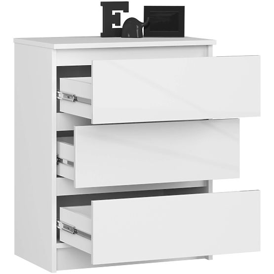 KOMÓD K60 3SZ CLP PK FEHÉR FÉNYES