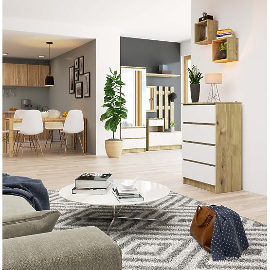 KOMÓD K60 4FIÓK PK ARTISAN TÖLGY / FEHÉR