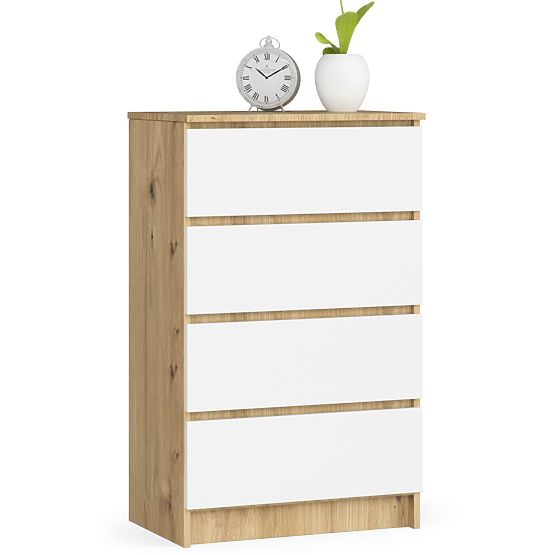 KOMÓD K60 4FIÓK PK ARTISAN TÖLGY / FEHÉR