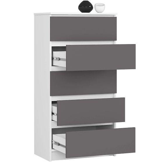 KOMÓD K60 5F CLP PK FEHÉR / SZÜRKE