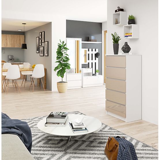 KOMÓD K60 5SZ CLP PK CAPPUCCINO FÉNYES