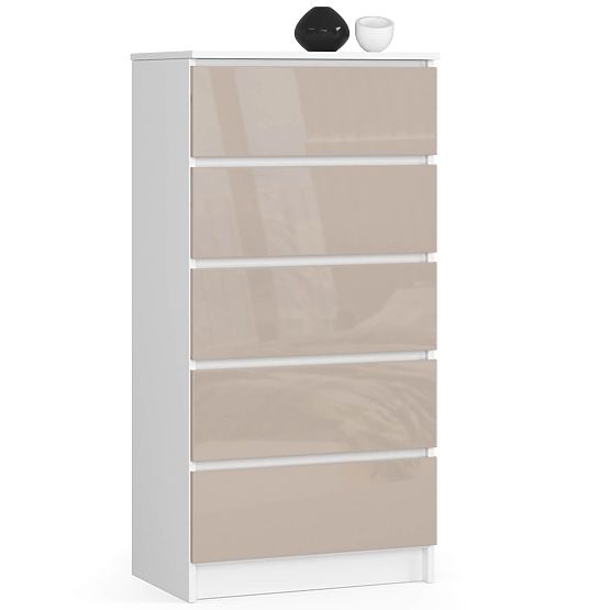 KOMÓD K60 5SZ CLP PK CAPPUCCINO FÉNYES