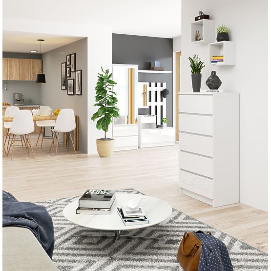 KOMÓD K60 5SZ CLP PK FEHÉR FÉNYES