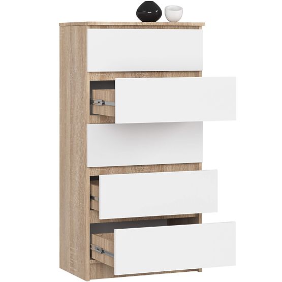 KOMÓD K60 5SZ CLP PK TÖLGY SONOMA / FEHÉR