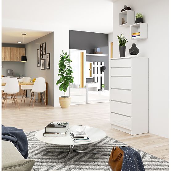 KOMÓD K60 6SZ CLP PK FEHÉR FÉNYES