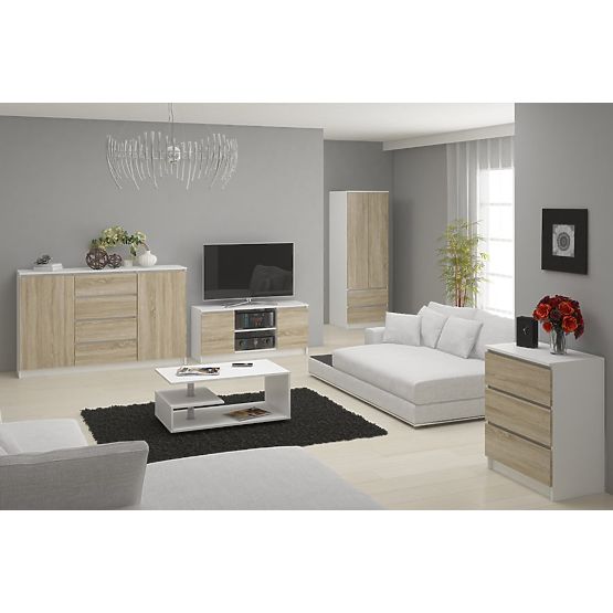KOMÓD K60 6SZ CLP PK FEHÉR / SONOMA