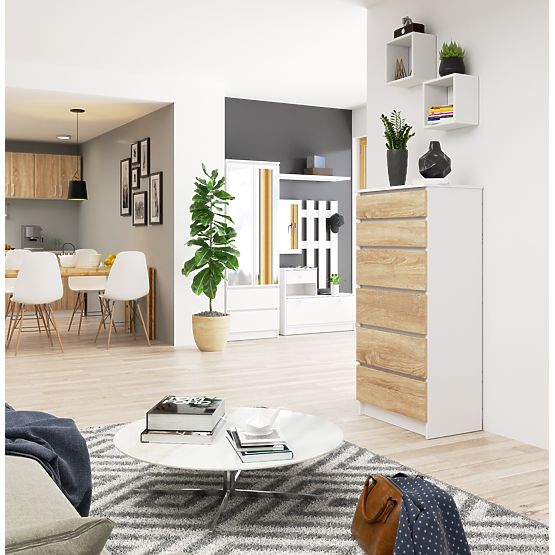 KOMÓD K60 6SZ CLP PK FEHÉR / SONOMA