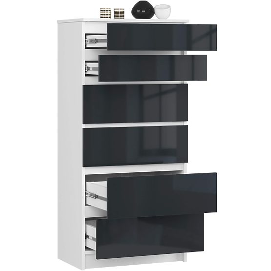 KOMÓD K60 6SZ CLP PK GRAFITSZÜRKE FÉNYES