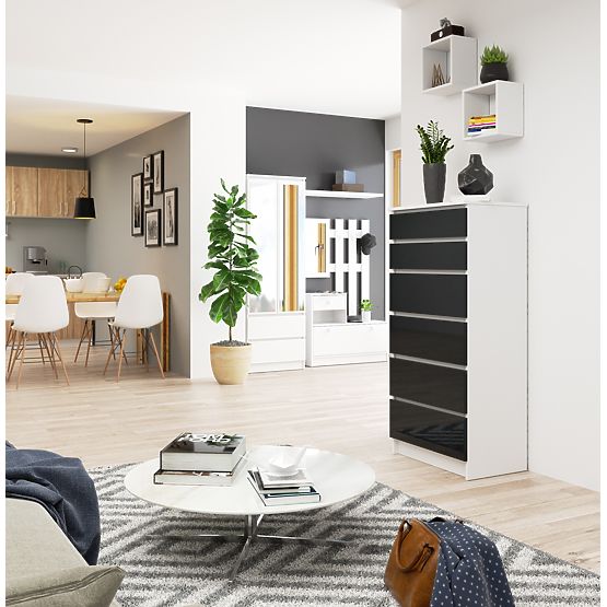 KOMÓD K60 6SZ CLP PK GRAFITSZÜRKE FÉNYES