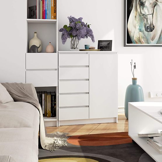 KOMÓD K80 1D 5F PK FEHÉR