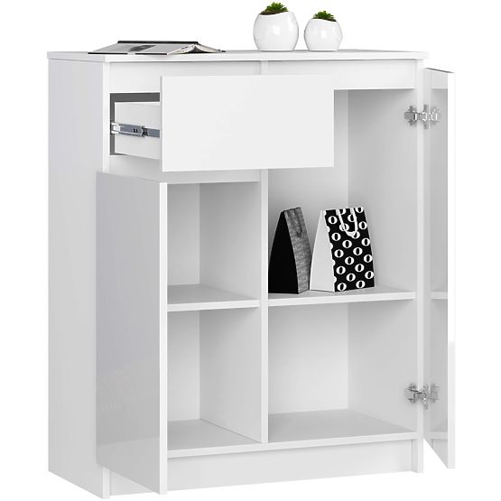 KOMÓD K80 2D 1SZ CLP PK FEHÉR FÉNYES