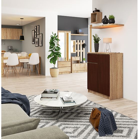 KOMÓD K80 2D 1SZ CLP PK SONOMA TÖLGY / WENGE