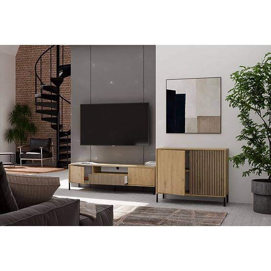 Komód sima elülső résszel Kamaro 2D Slim / Sima TÖLGY ARTISAN Lamellák