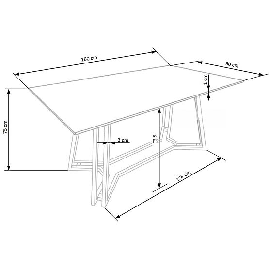 KONAMI asztal, lap - fekete márvány, lábak - arany (2p=1db)