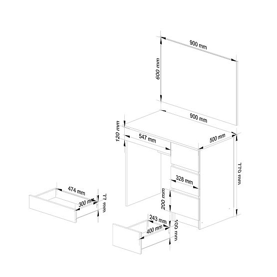 KOZMETIKAI FÜRDŐSZOBASZEKRÉNY TÜKÖRREL T-6/SL 900x600 JOBB PK FEHÉR