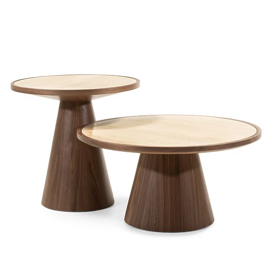 Kyoto oldalsó asztal 60 cm, kerek, travertin/dió