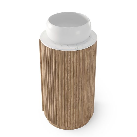 La promessa 40 cm-es szekrény és mosdókagyló szett, bordázott, lekerekített, tölgy/fehér