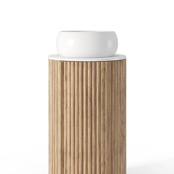 La promessa 40 cm-es szekrény és mosdókagyló szett, bordázott, lekerekített, tölgy/fehér