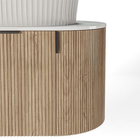 La simplicite 80 cm-es szekrény szett pulttal és mosdóval, bordázott, lekerekített, Glit White/tölgy