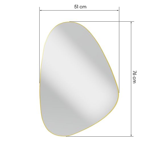 Libia arany keretes függő tükör, 76x51 cm, szabálytalan alak