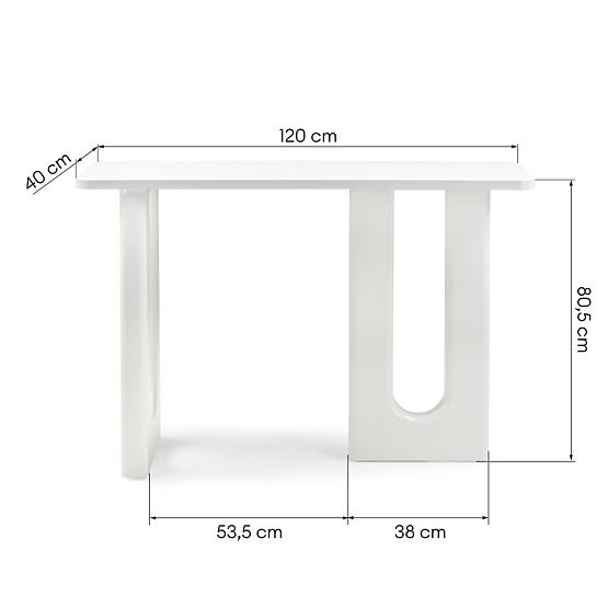 Lichi íróasztal/konzol 120 cm, fehér, ívek