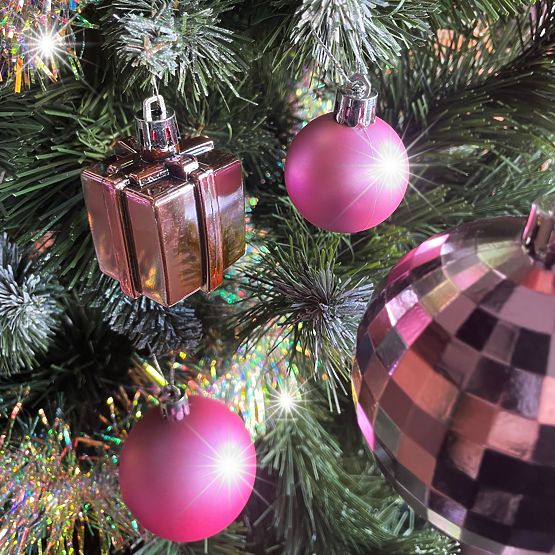 Lila/Rózsa karácsonyi dísz szett 208 db