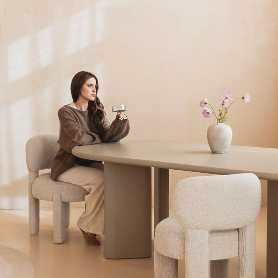 Lima étkezőasztal 220 cm, sötét bézs, ovális