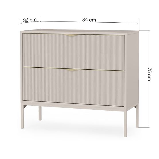 Livia 80 cm-es mosdó alatti szekrény, kasmír, fém lábak, bordázott