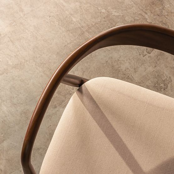 Ludvika fa szék, lekerekített, dió/bézs