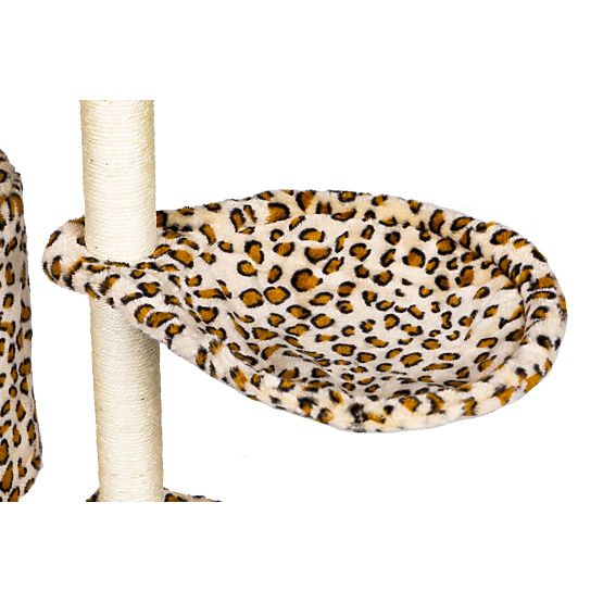 Macskabútor házikó fa ágy 138 cm XL Leopárdmintás