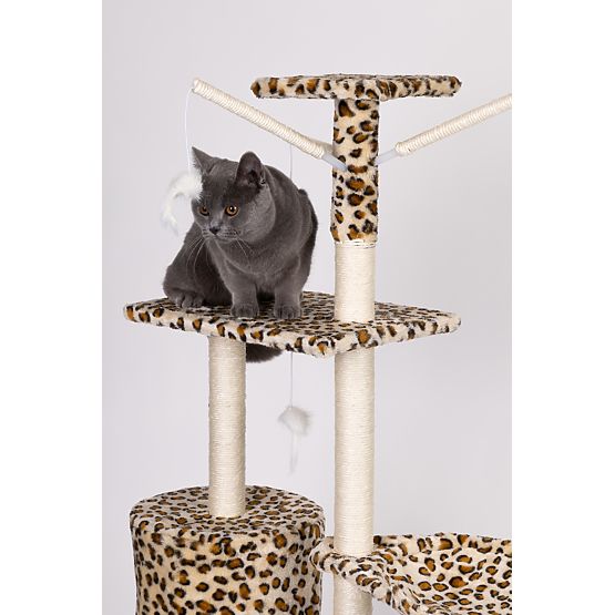 Macskabútor házikó fa ágy 138 cm XL Leopárdmintás