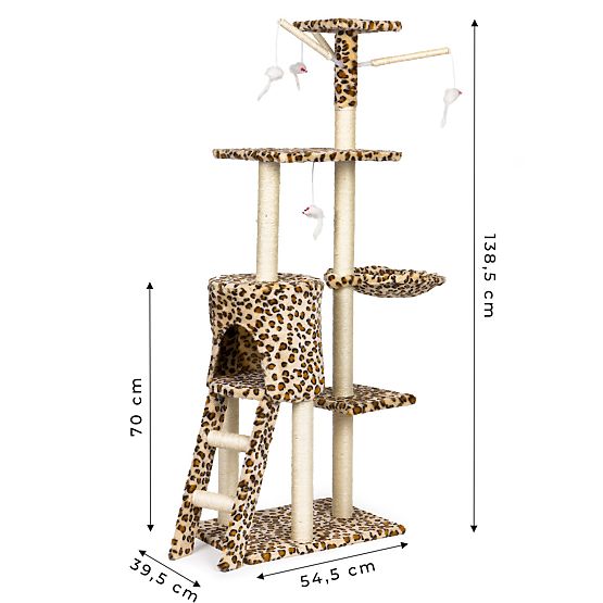 Macskabútor házikó fa ágy 138 cm XL Leopárdmintás