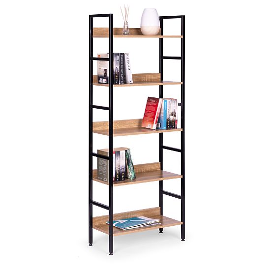 Magas loft stílusú 5 polcos fém MDF polc ModernHome