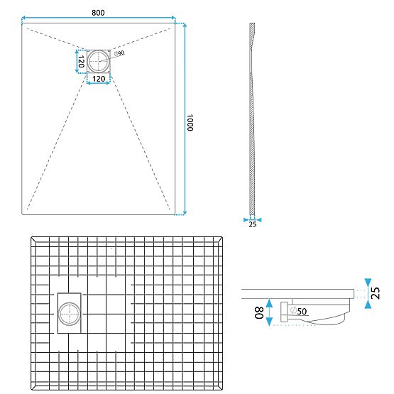 Magnum White 80x100 zuhanytálca
